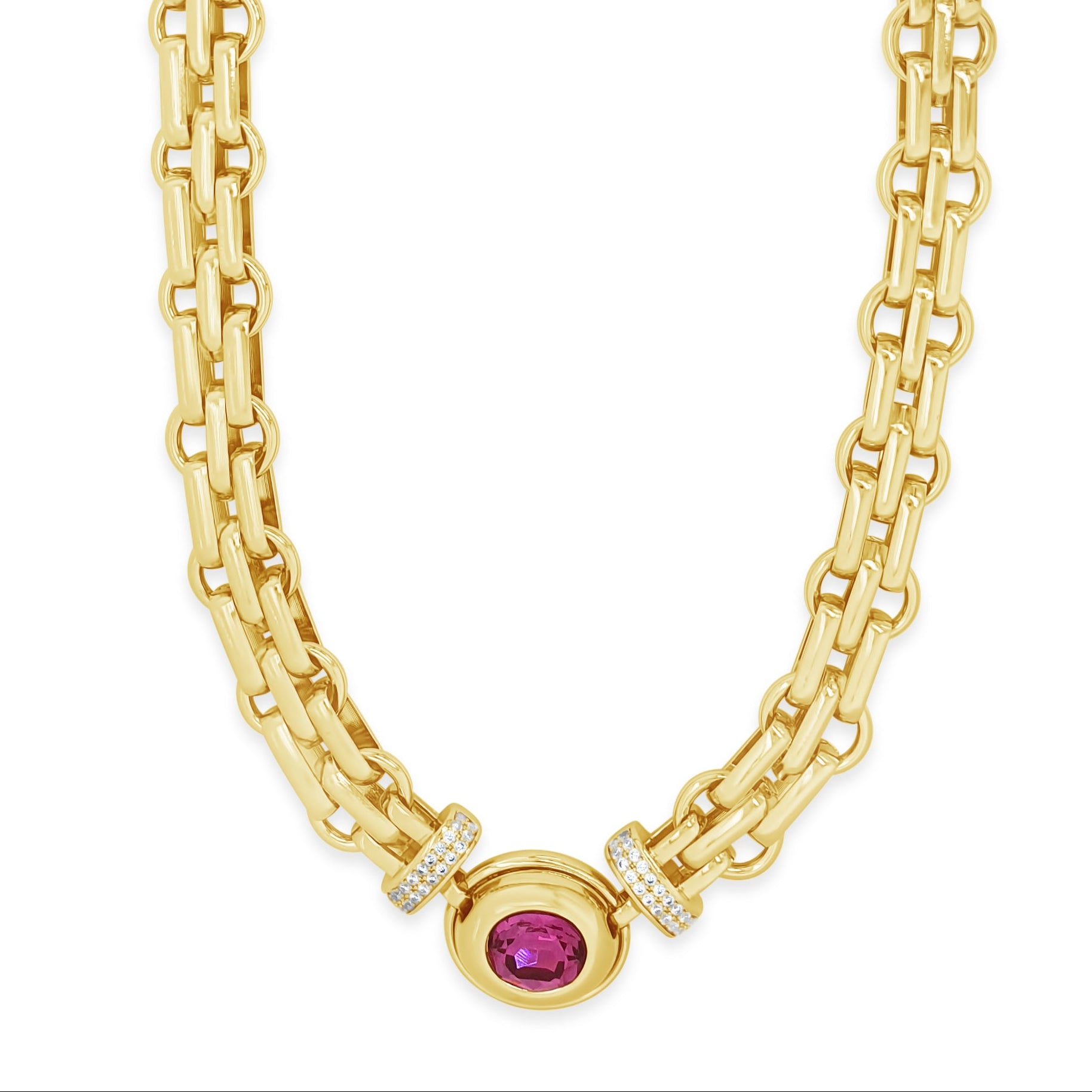 pink fuchsia gold chunky necklace for women ireland